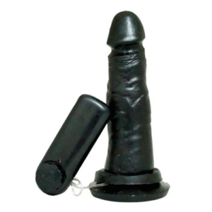 Prótese peniana realística vibro e ventosa 14x4,7cm cor preta Garji