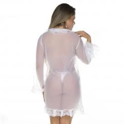 Robe Feminino Sensual Tentação Pimenta Sexy em Chiffon e Renda - Imagem 4