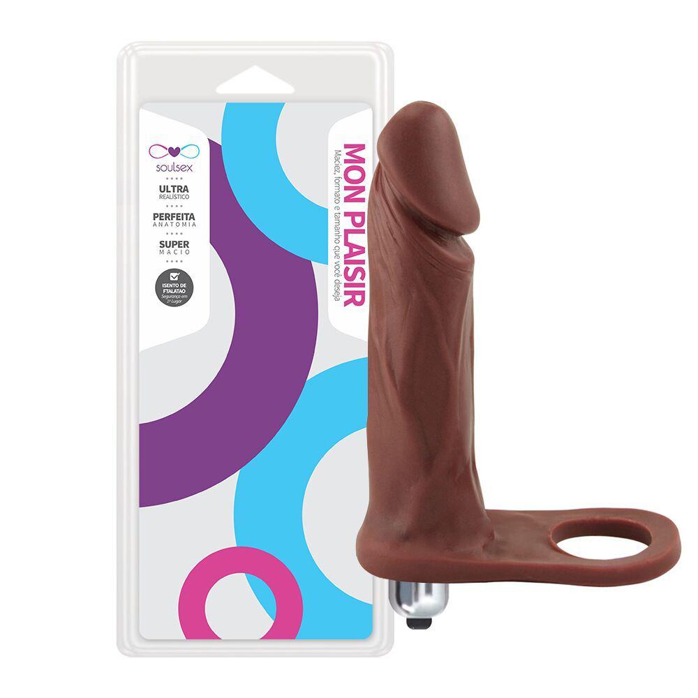 Anel Companheiro 16x3cm Cor Chocolate Com Vibro Amigão