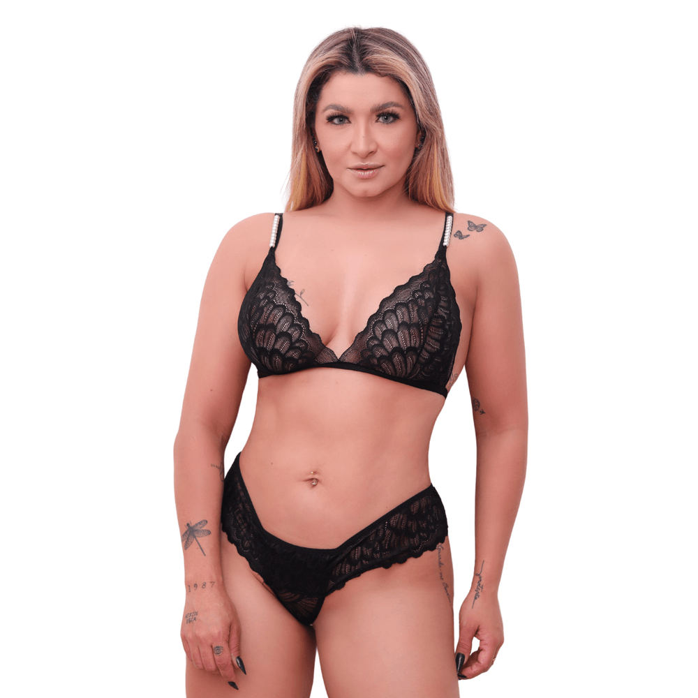 Conjunto lingerie de pérolas Tallyta sensual e elegante – KMV Sex Shop