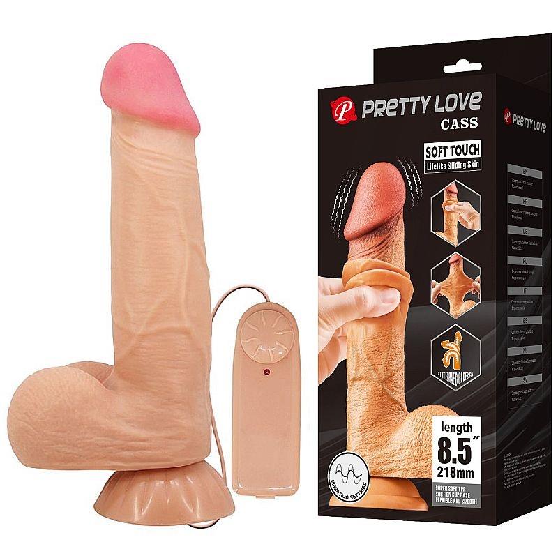 Pênis realístico vibrador Sliding Skin BAILE 21,8cm com ventosa e multi-velocidade