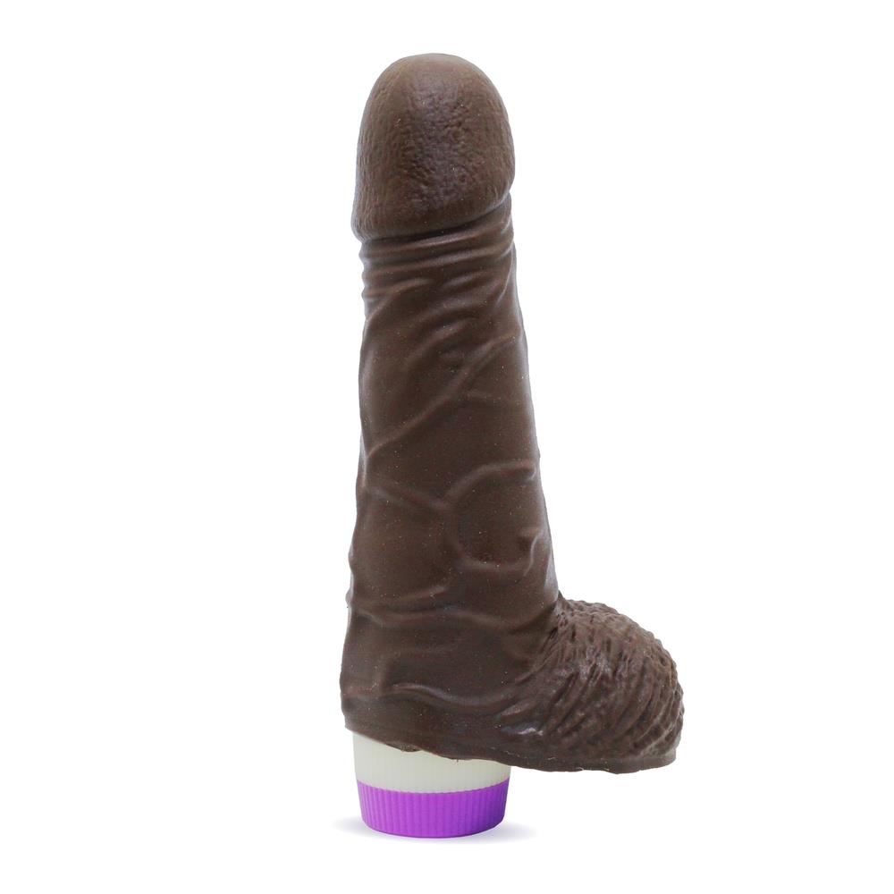 Prótese peniana realística com vibrador, glande e escroto 16,5 x 4 cm