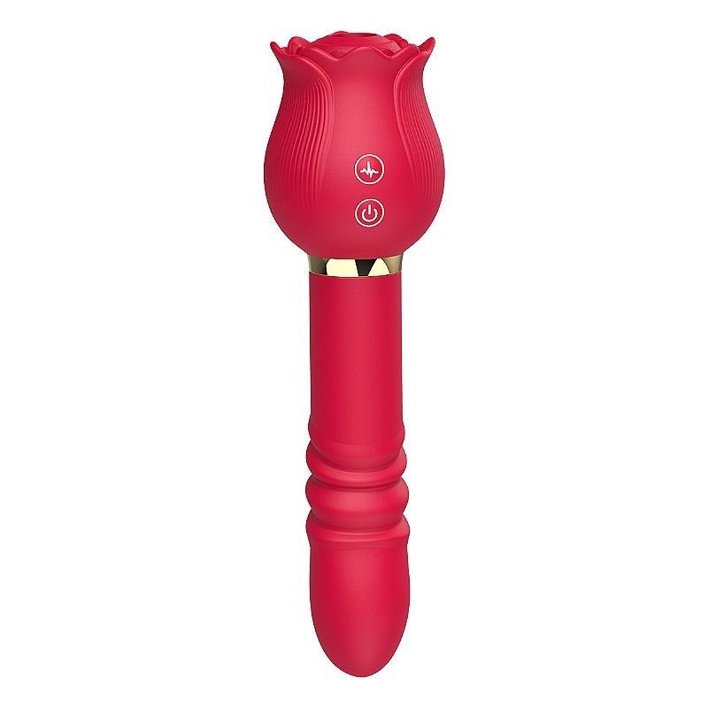 Vibrador ponto G clitóris rosa com pulsação e vai e vem em silicone