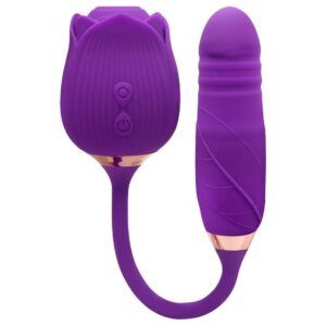 Vibrador Ponto G e Sugador de Clitóris com Vai e Vem Rosa