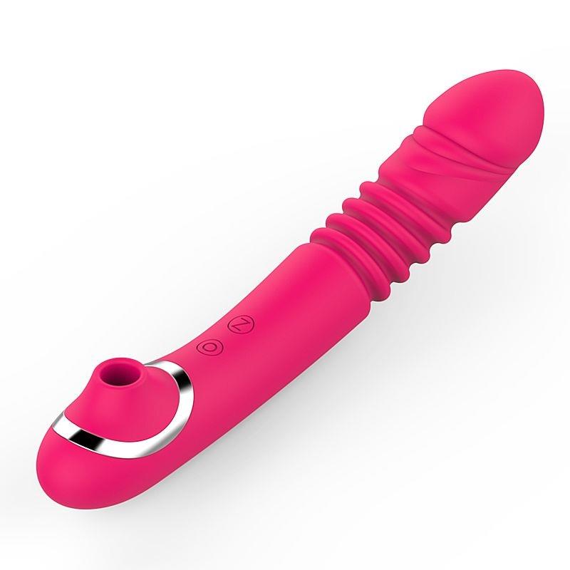 Vibrador ponto G vai e vem com pulsação cor vermelho em silicone