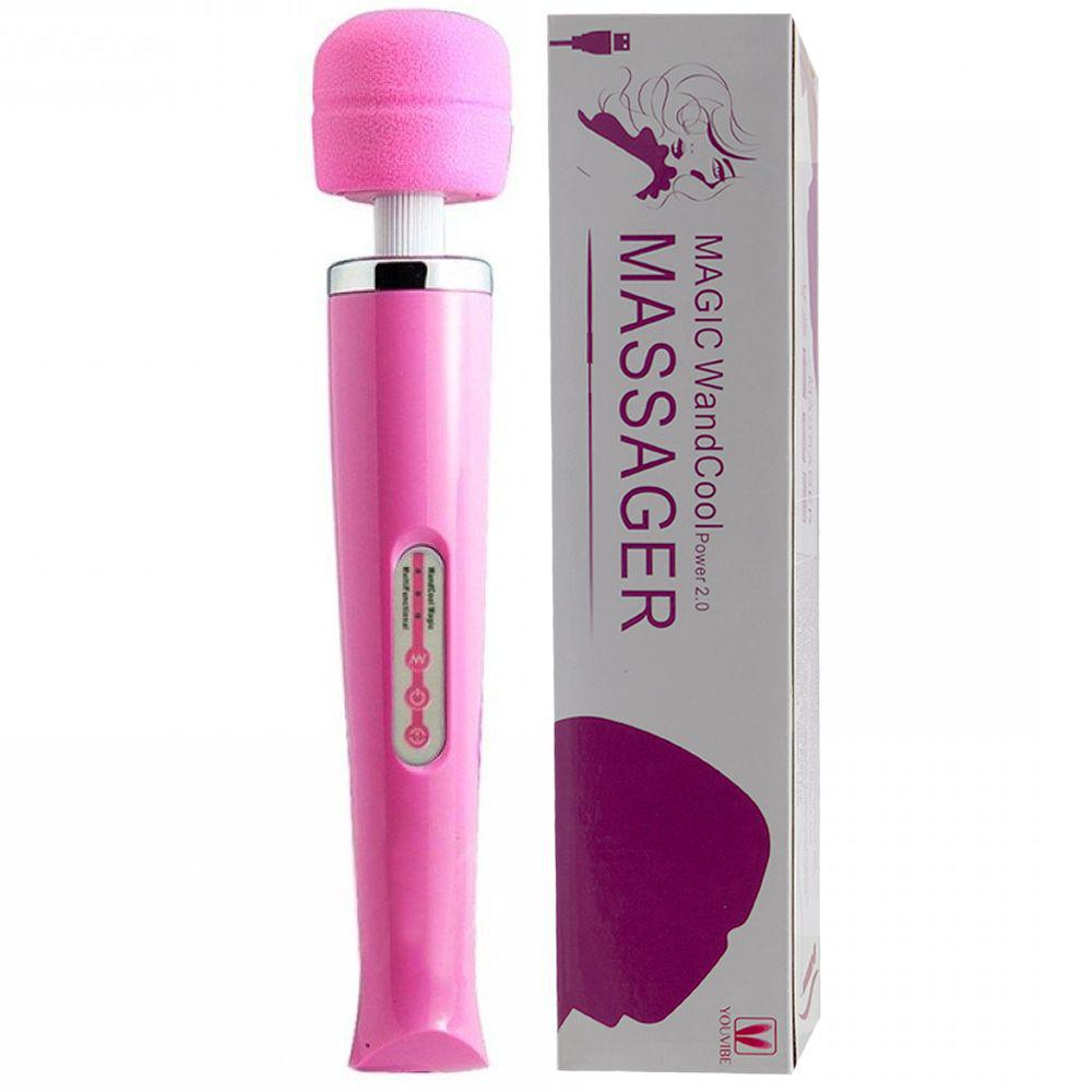 Vibrador Varinha Mágica Cor Rosa 10 Vibrações Recarregavel USB