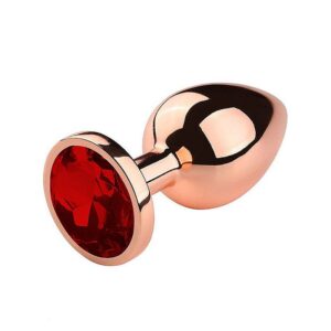 Plug Anal de Aço Rose com Cristal Vermelho Brilhante Tamanho P