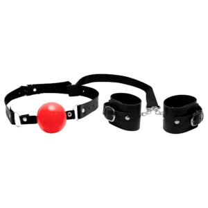 Kit bondagem mordaça bola e braceletes algema Dominatrixxx BDSM