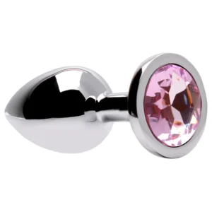 Plug anal aço inoxidável rosa tamanho M com base flor decorativa