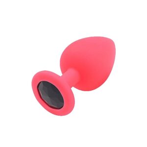 Plug anal de silicone tamanho M com pedra removível - KMV Sex Shop