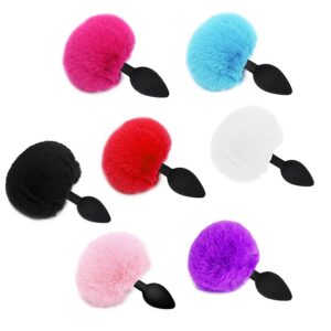 Plug anal rabo de coelho em silicone 13,5 x 3,5 cm com pompom